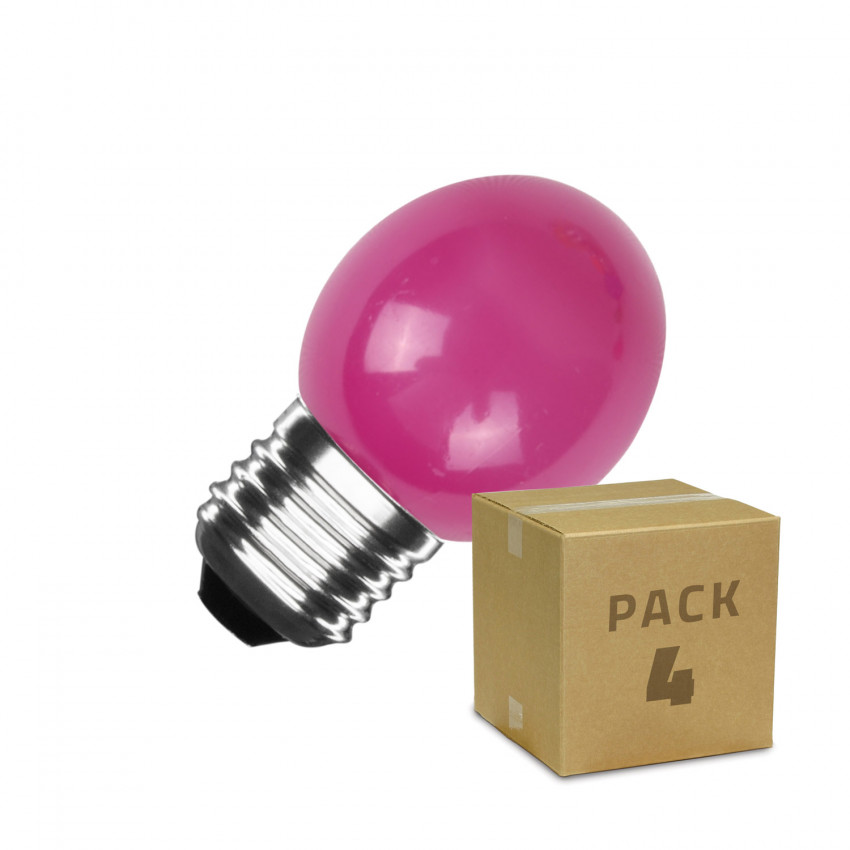 Pack 4St LED Lampen E27 3W 300 lm G45 Roze