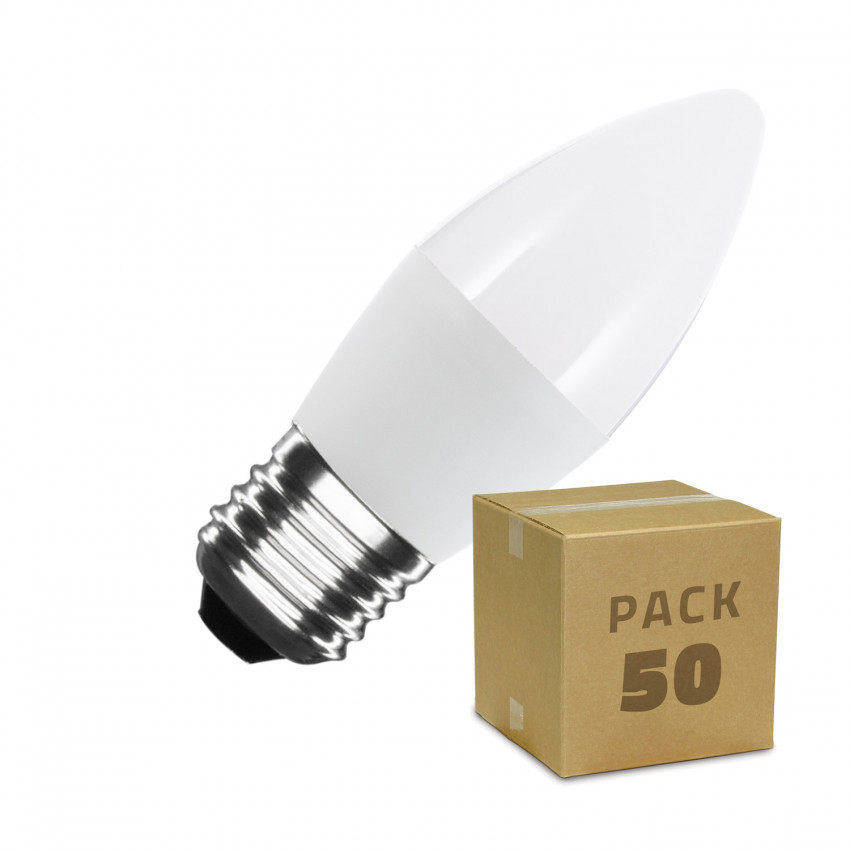 Doos met 50St LED Lampen E27 C37 5W Helder Wit