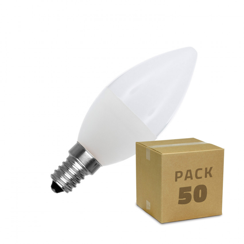 Doos met 50St LED Lampen E14 C37 5W Helder Wit