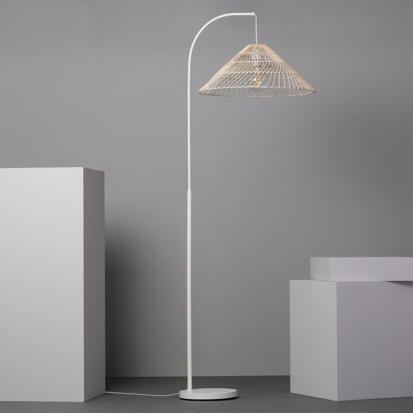 Staande Lamp van Rotan en Metaal Keops