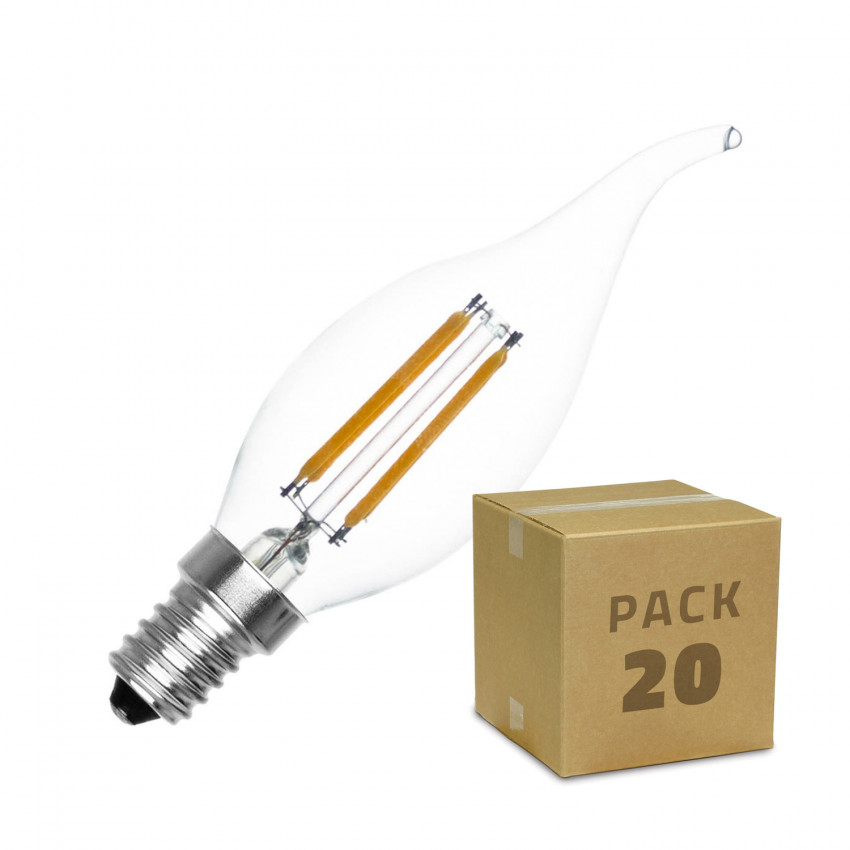 Doos met 20St LED Lampen E14 Dimbaar vintage Murano C35T 4W Warm Wit