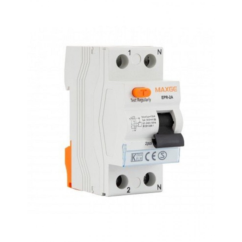 Differentiële Schakelaar Industrieel 2P 300mA 63A 10kA Clase AC MAXGE 
