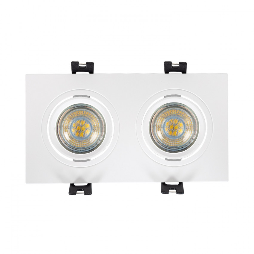 Aro Downlight Cuadrado Basculante PC para dos Bombillas LED GU10 / GU5.3
