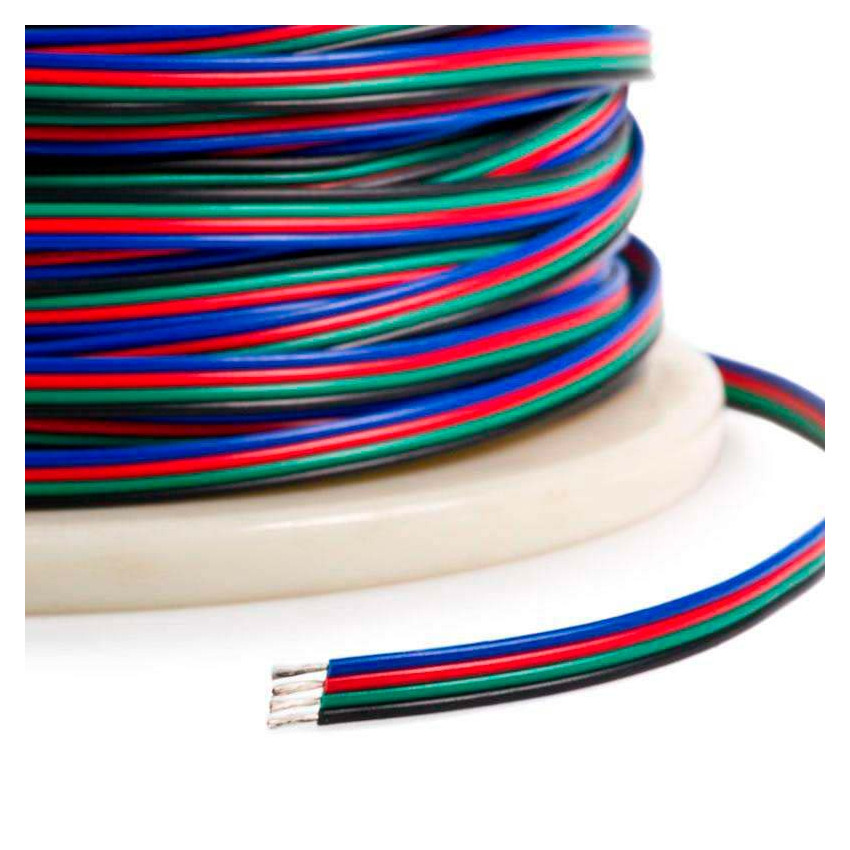 Rol 100m Platte Elektriciteitskabel 4x0,5mm² voor RGB LED-strips