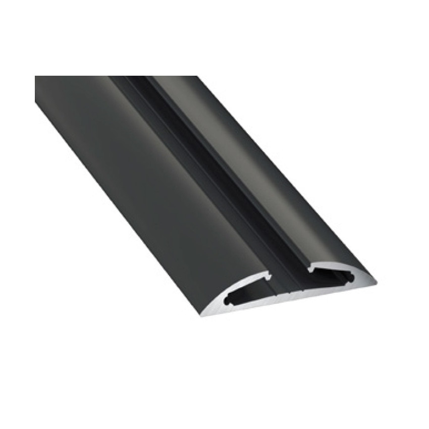 Opbouw Profiel Halfrond Aluminium 2m Zwart voor dubbele LED Strip tot 12 mm