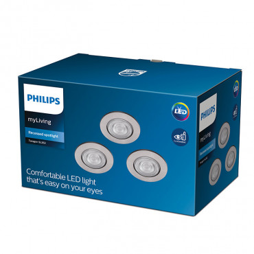 Doos met 3St Downlight PHILIPS Taragon LED 4.5W Zaag maat Ø 70 mm Verschillende opties