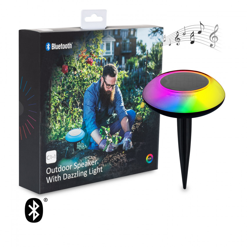 Productfotografie: Bluetooth Speaker met Outdoor pin en LED lamp RGBW IP44 voor Smartphone