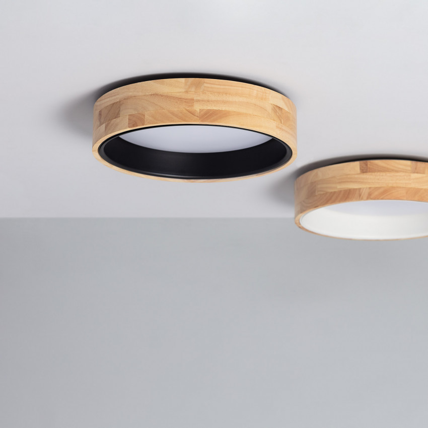 Plafondlamp LED 15W Rond Hout Ø370mm CCT Selecteerbaar Dari