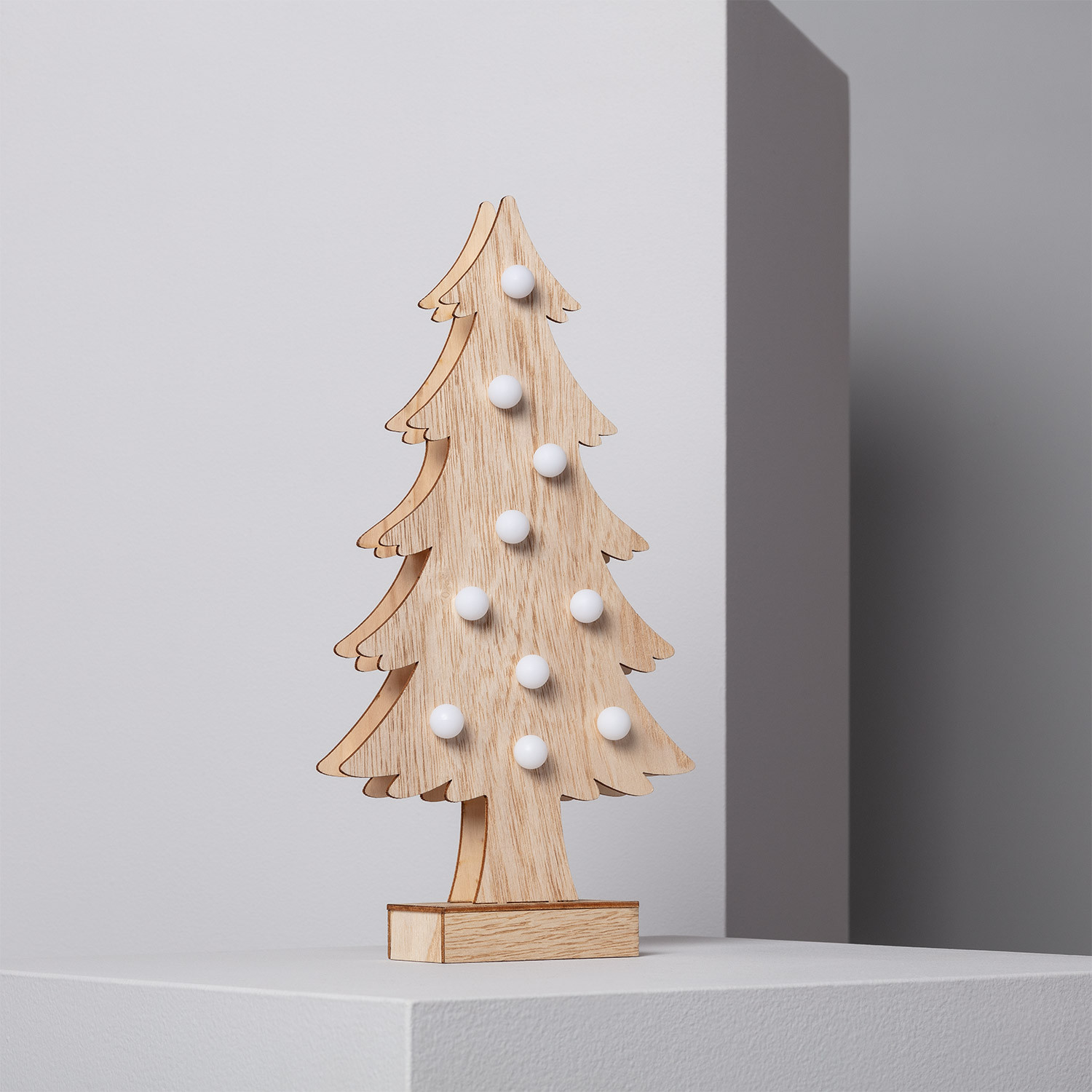 oogsten ontrouw Kerstmis LED-kerstboom van hout met batterij - Ledkia