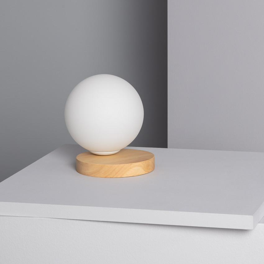 Tafellamp van Hout en Glas Kamulo 