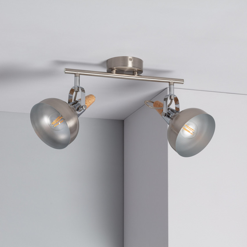 Plafondlamp Aluminium Richtbaar met 2 Spots Zilver Emer