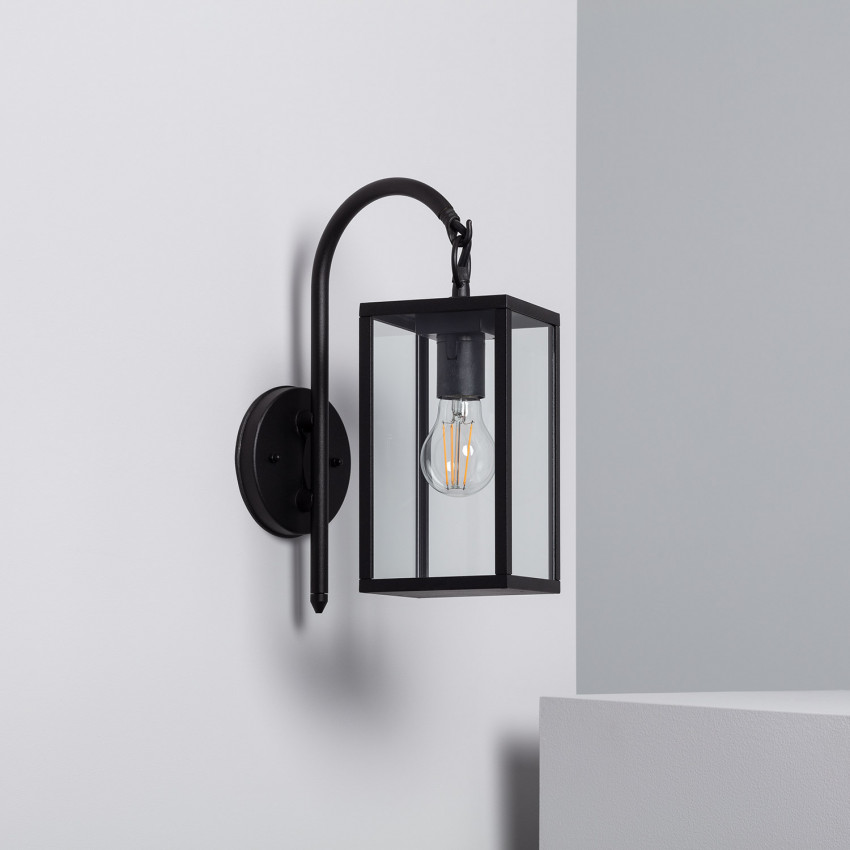 Wandlamp Outdoor Aluminium en Glas Atrium Bovenarm Zwart 