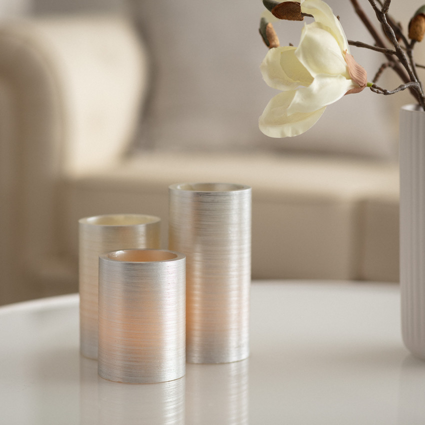 3 LED-kaarsen van Plantaardige Was Special Flame Silver 