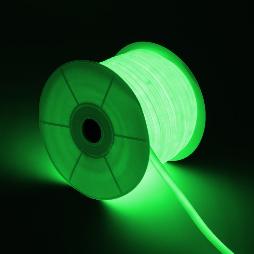 LED Neon Rol Dimbaar  220V AC 120 LED / 50 m rond 360 Groen  IP67  Op maat in te korten  om de 100 cm 