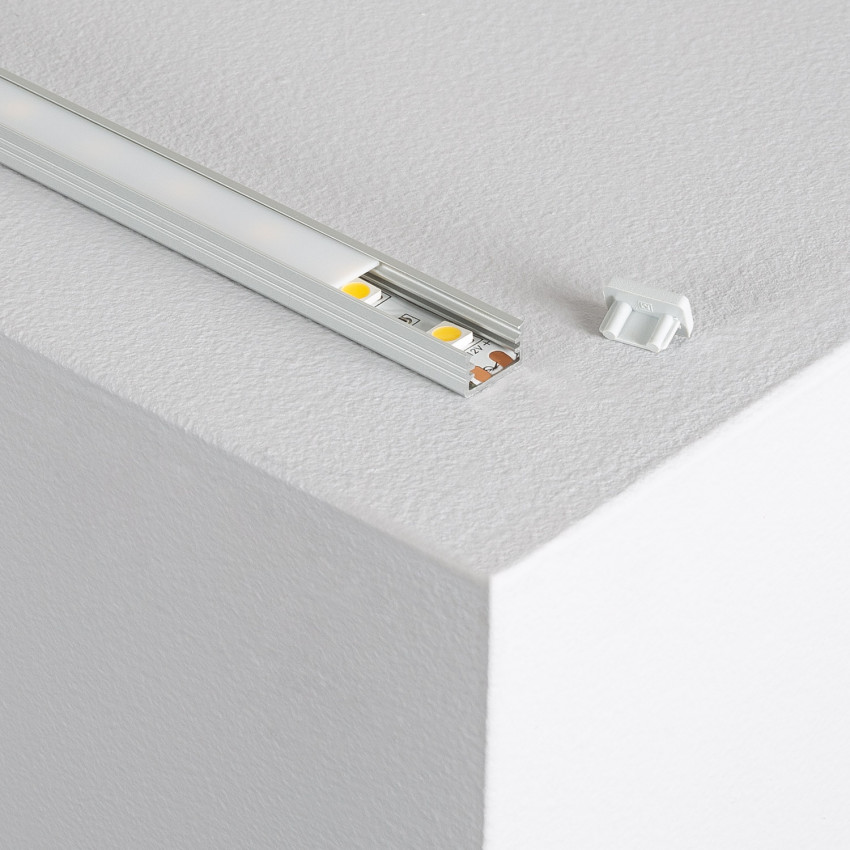 Opbouw Profiel Aluminium 1m met Doorschijnende cover voor LED Strips tot 10 mm