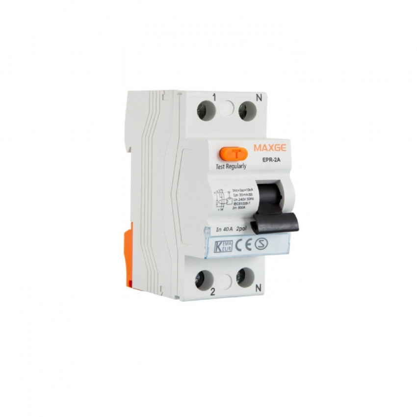 Interruptor Diferencial Residencial MAXGE 2P-30mA-Clase A-6kA Superinmunizado