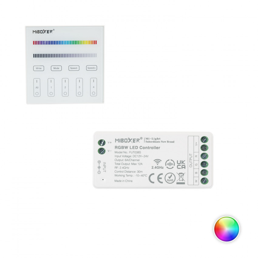 Controller RGBW 12/24V DC Controller + RF Controller 4 Zones MiBoxer