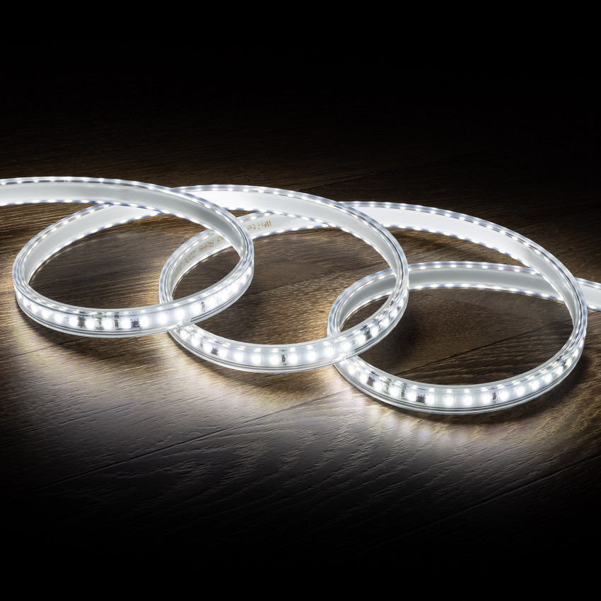 LED Strip Zelfregulerend Dimbaar 220V AC 120 LED/m Koel Wit IP65 in te korten om de 10 cm Breedte 14mm