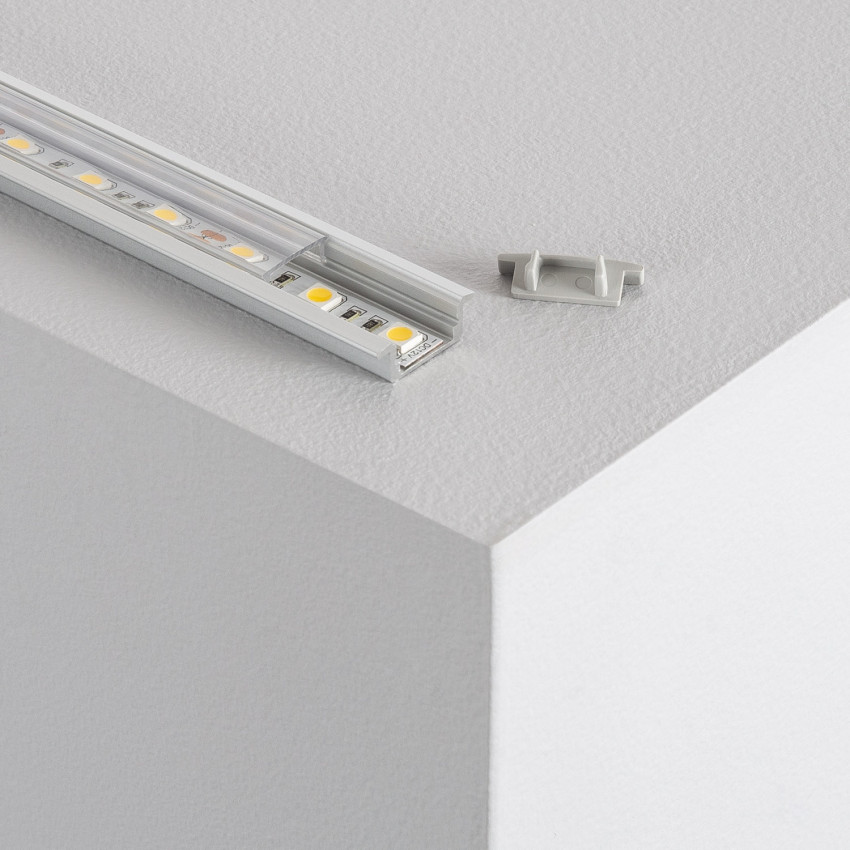 Inbouw aluminium profiel met doorlopende cover voor LED strips tot 12 mm