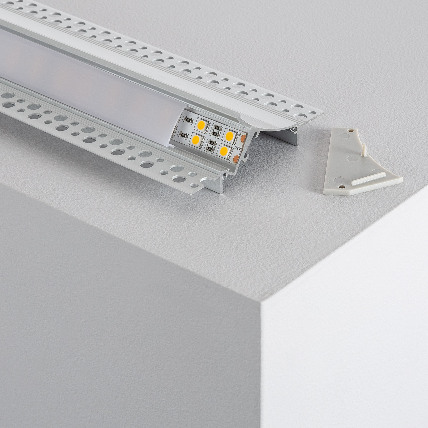 kleding stof tong iets Inbouw aluminium profiel voor gips / gipsplaten met doorlopende cover voor LED  Strip tot 20mm - Ledkia