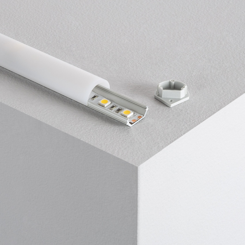 Aluminium hoekprofiel 1m met cirkelvormige cover voor LED strips tot 10 mm 
