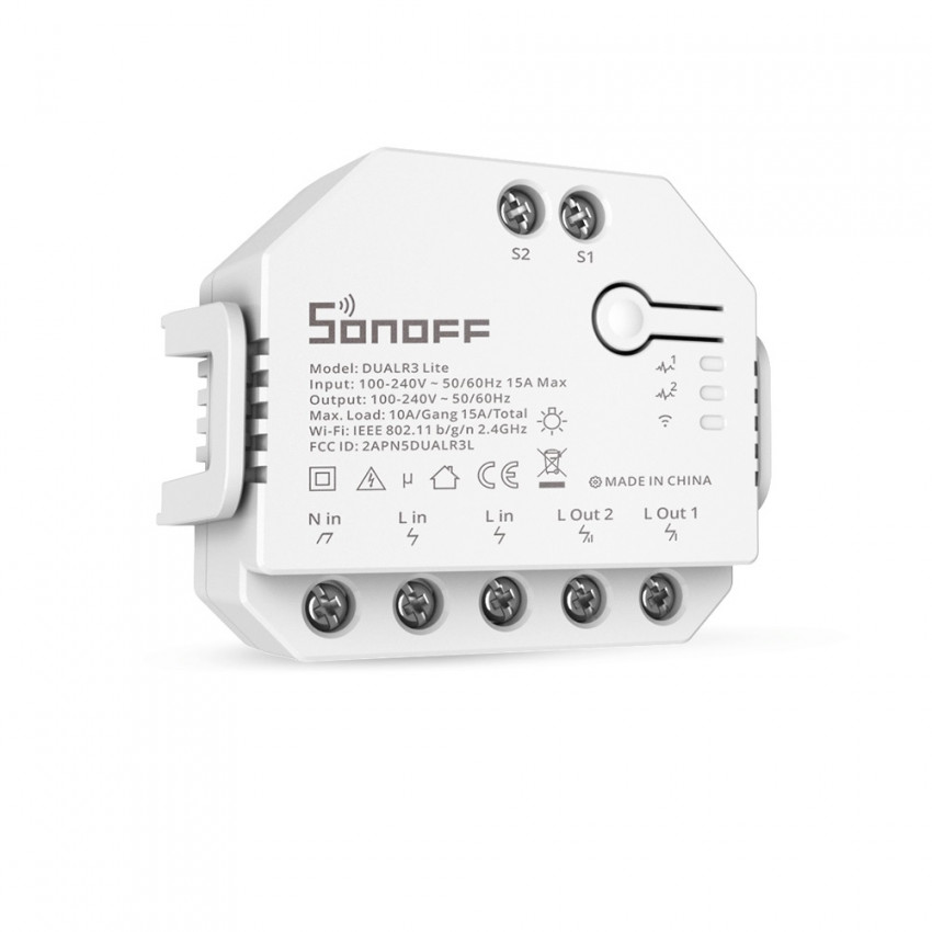 Dubbele wissel Schakelaar Smart WiFi SONOFF Dual R3 Lite 15A