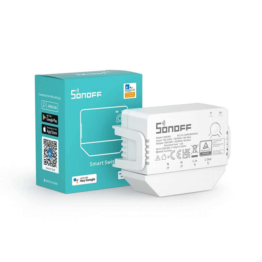 WiFi schakelaar compatibel met Conventionele Schakelaar SONOFF Mini R3 16A 