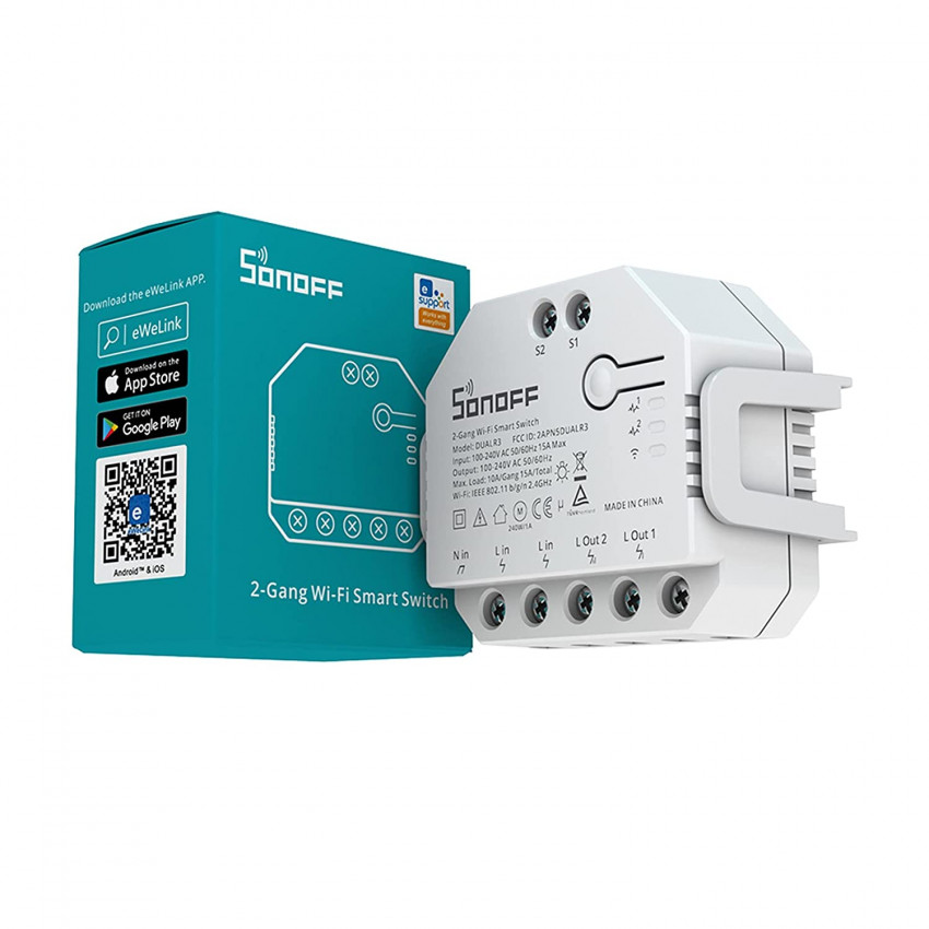 Doble Interruptor Conmutador Smart WiFi SONOFF Dual R3 15A