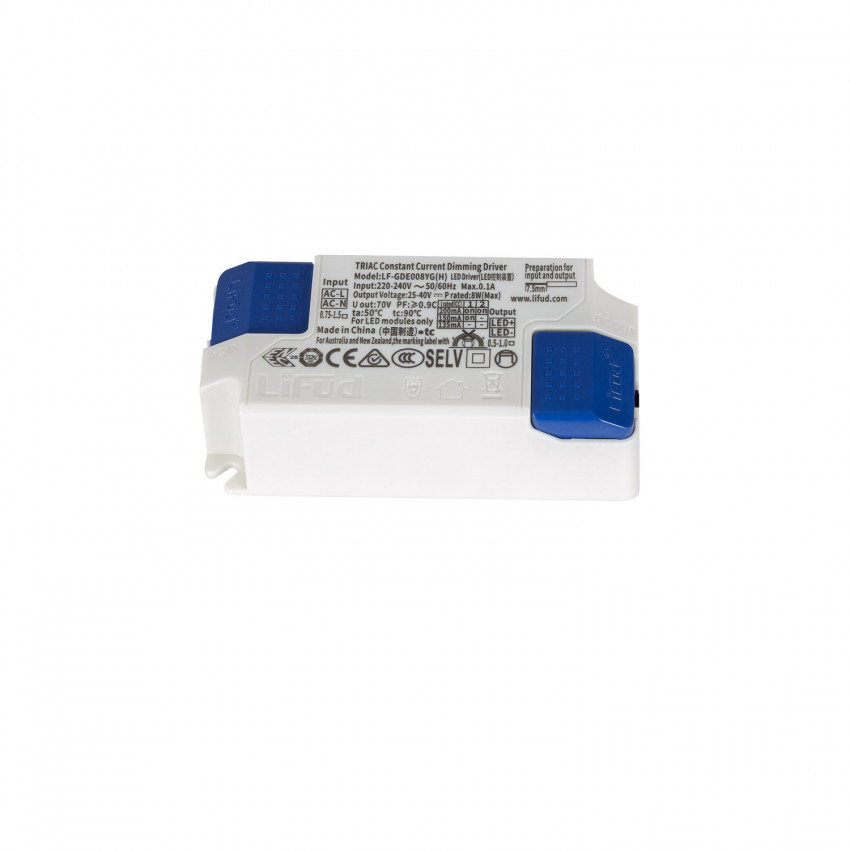 Driver LIFUD Dimbaar  TRIAC 220-240V No Flicker Output 25-40V 135-200 mA 5-8W LF-GDE008YG