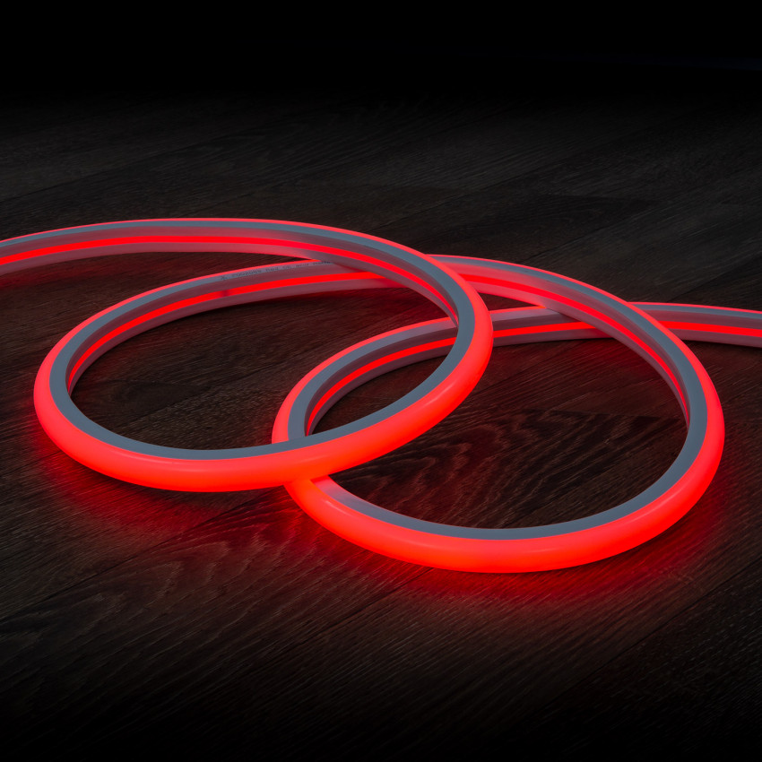 LED Neon Strip 7,5 W/m Dimbaar 220V AC 100 LED/m  Halfrond 180º Rood IP67 te knippen om de 100 cm 