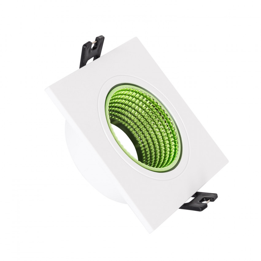 Aro Downlight Cuadrado Basculante de Colores para Bombilla LED GU10 Corte Ø75 mm