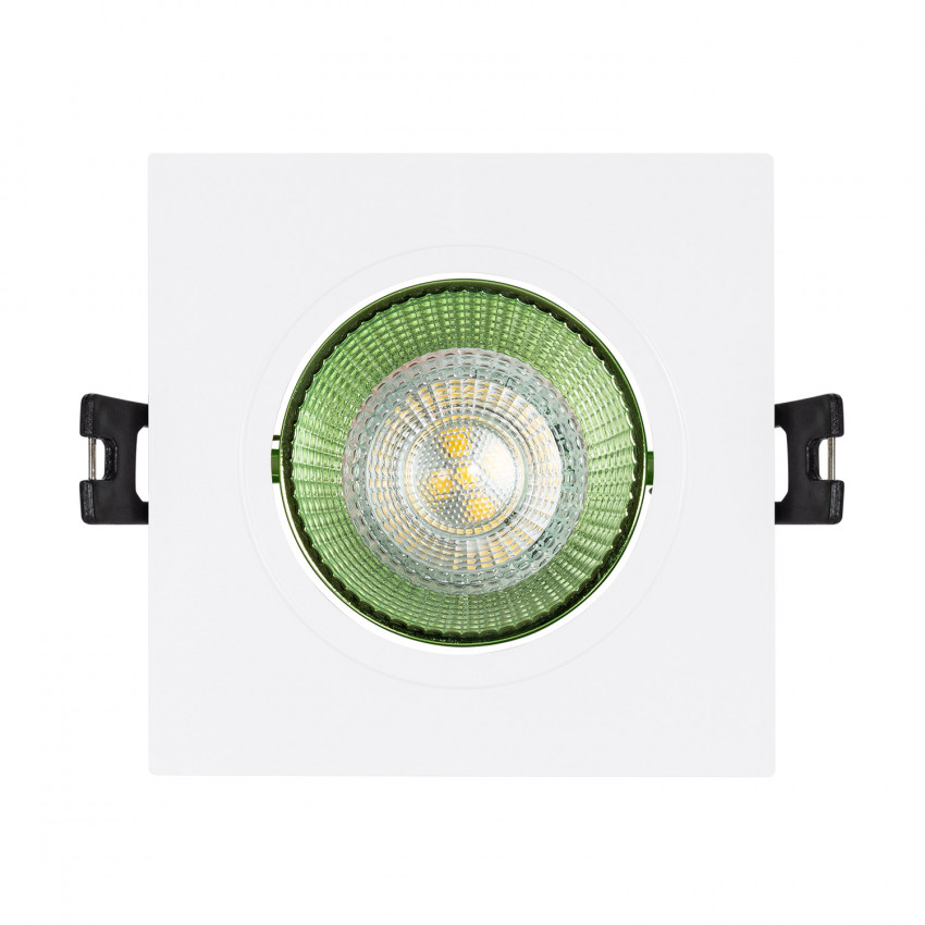 Aro Downlight Cuadrado Basculante de Colores para Bombilla LED GU10 Corte Ø75 mm