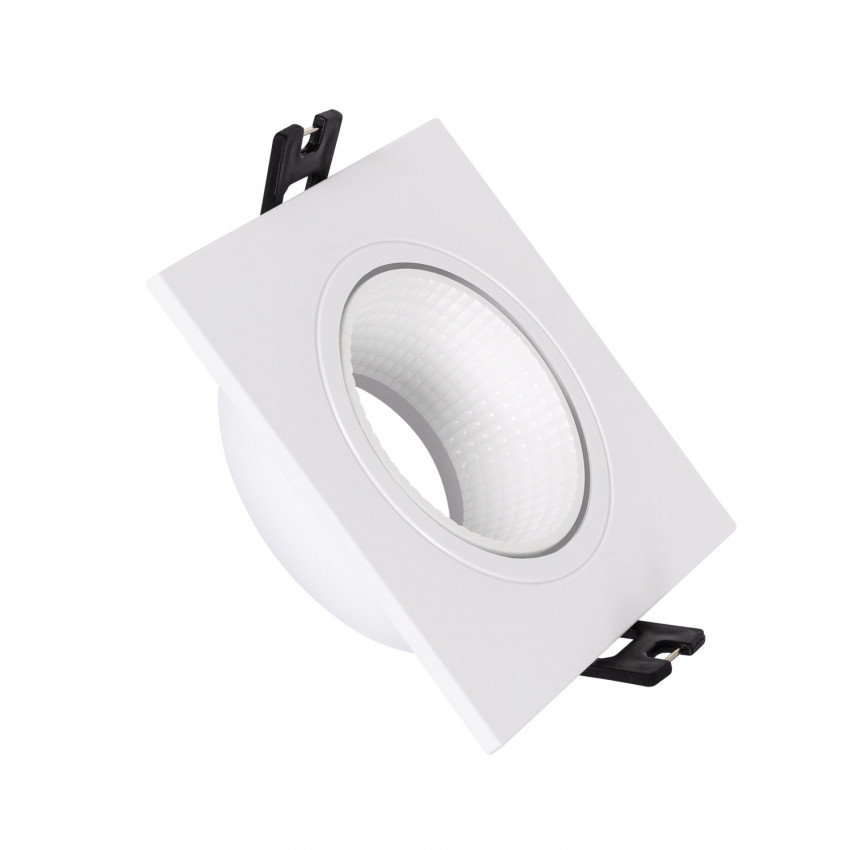 Aro Downlight Cuadrado Basculante para Bombilla LED GU10 Corte Ø75 mm