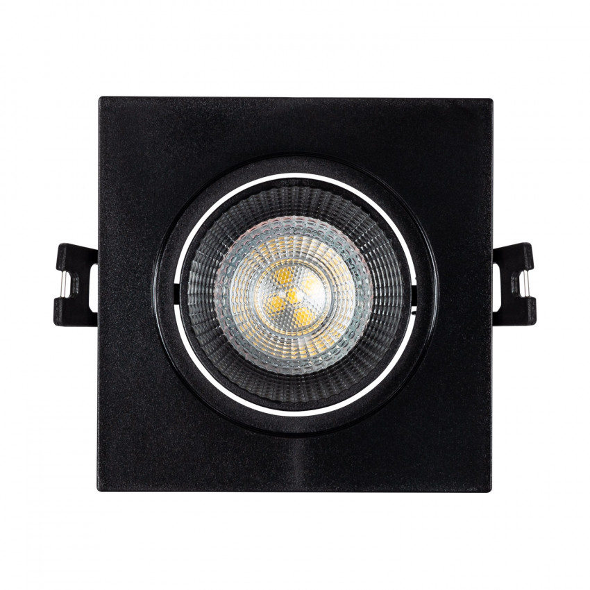 Aro Downlight Cuadrado Basculante para Bombilla LED GU10 Corte Ø75 mm