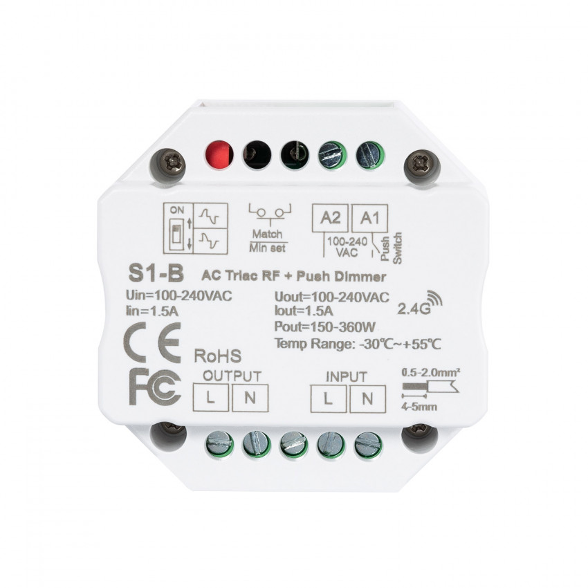 Dimmer Triac RF LED Drukknop