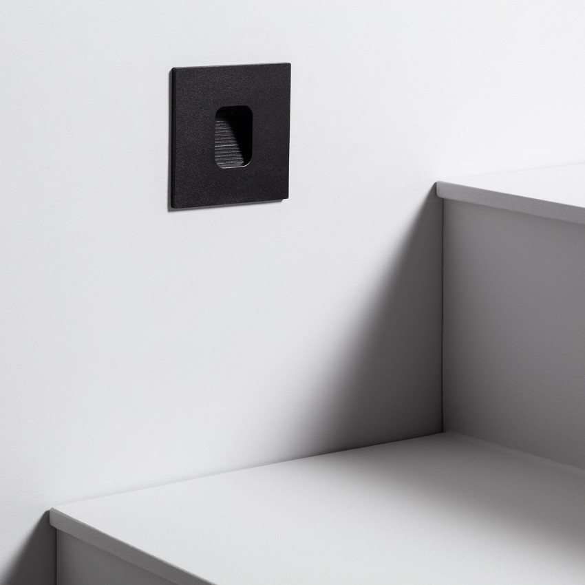 Baliza LED 2W Cuadrado de Aluminio Negro IP65 Grasset