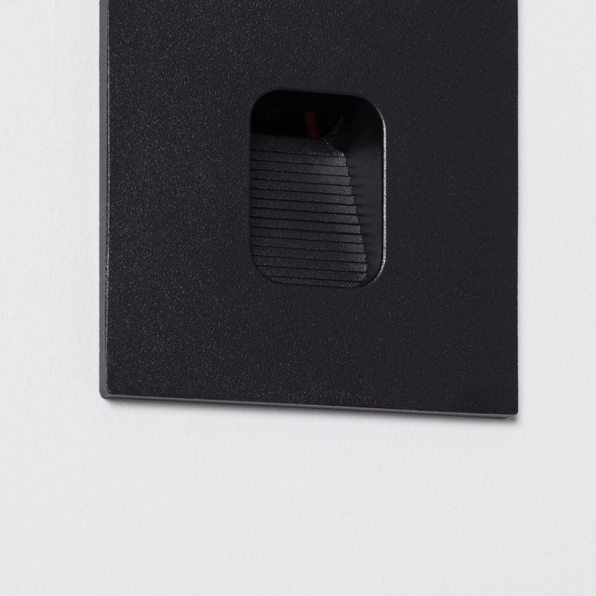 Baliza LED 2W Cuadrado de Aluminio Negro IP65 Grasset