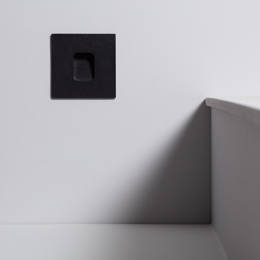 Baliza LED 2W Cuadrado de Aluminio Negro IP65 Grasset