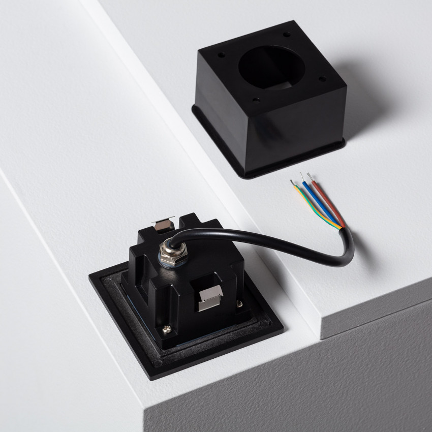 Baliza LED 2W Cuadrado de Aluminio Negro IP65 Grasset