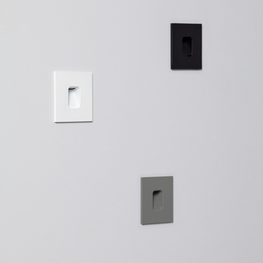 Baliza LED 2W Cuadrado de Aluminio Negro IP65 Grasset