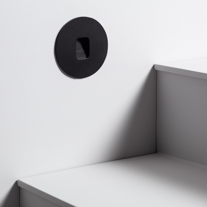 Baliza LED 2W Circular de Aluminio Negro IP65 Grasset