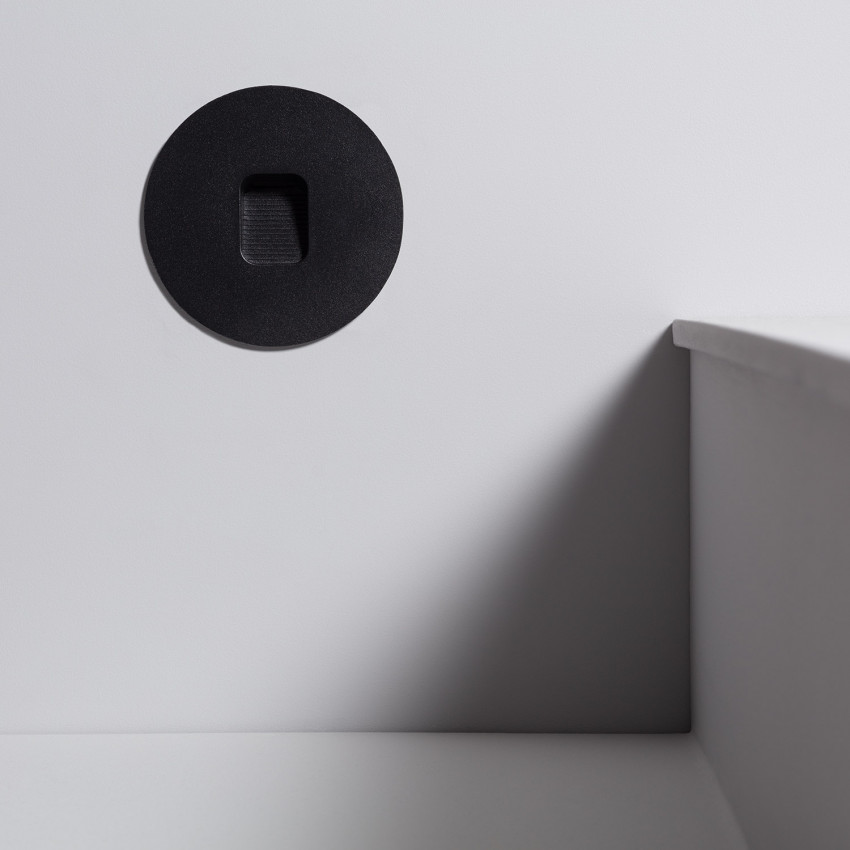 Baliza LED 2W Circular de Aluminio Negro IP65 Grasset