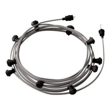 Licht Slinger Outdoor Lumet System 12,5m met 10 E27 Fittingen Zwart  Creative-Cables CATE27N125 Wit / Zwart