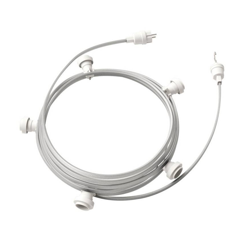 Licht Slinger Outdoor Lumet System 7,5m met 5 E27 Fittingen Wit Creative-Cables  CATE27B075