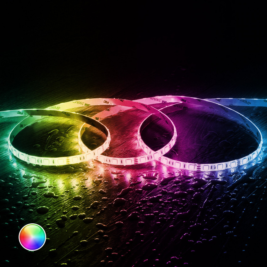 Productfotografie: LED Strip RGB  24V DC 60LED/m 2m IP65 Breedte 10mm Knip elke 10cm