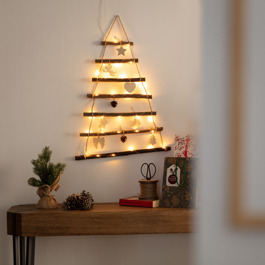 Kerstboom van Hout LED op Batterijen Melek
