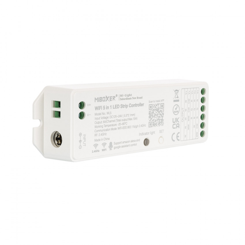 Controller LED WiFi 5 in 1 voor LED strip Monochrome/CCT/RGB/RGBW/RGBWW 12/24V DC MiBoxer 