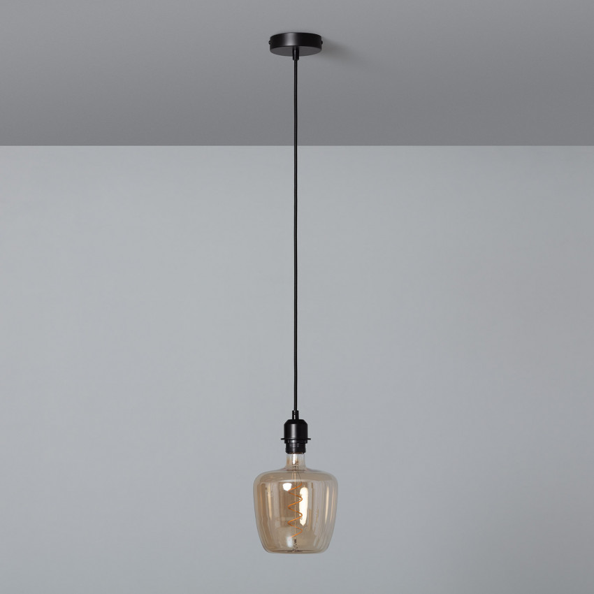 Plafondplaat met Fitting voor Hanglamp met Zwarte Textielkabel