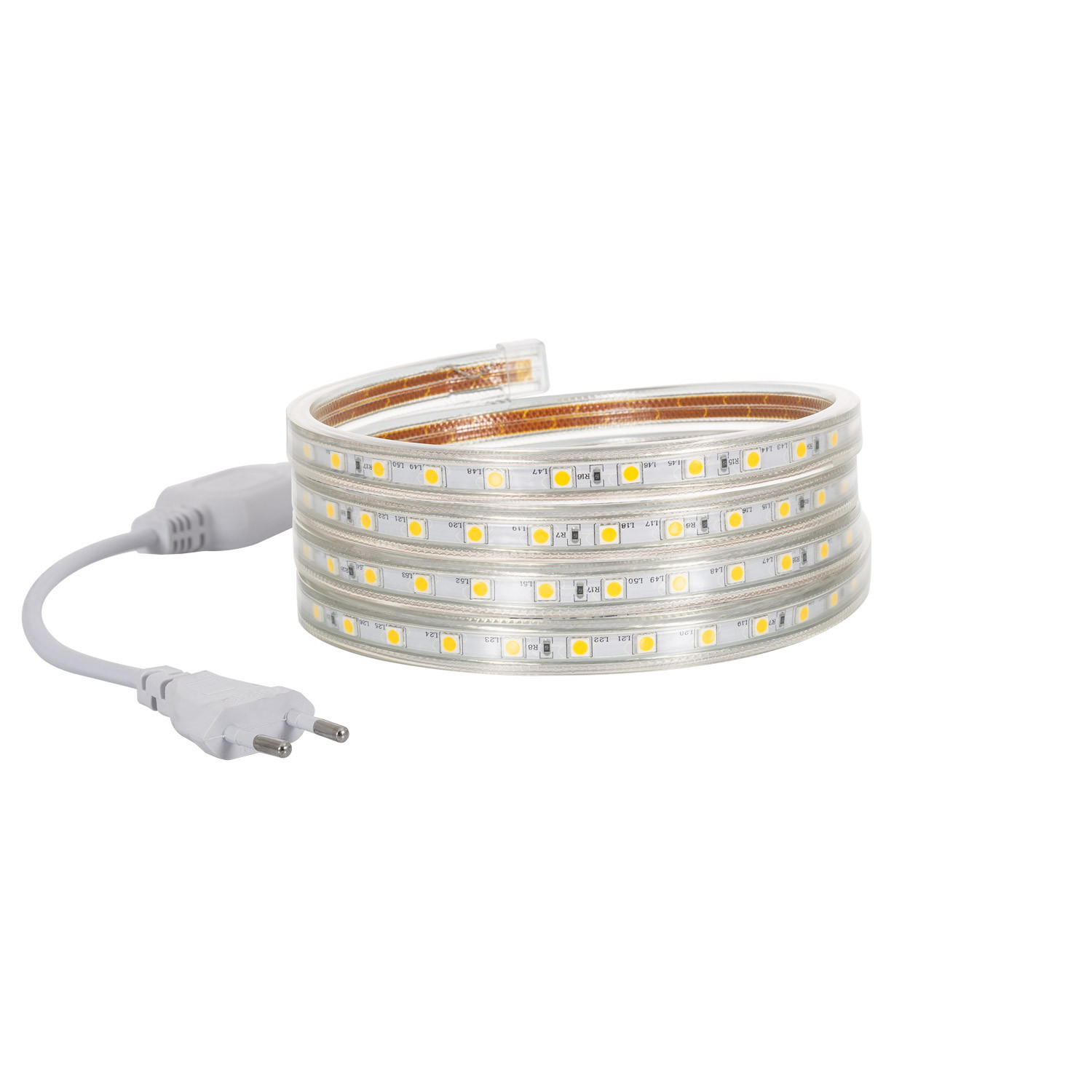 LED Strip Dimbaar 220V AC 60 Warm Wit IP65 op In te korten om de 100cm en 14 mm Breed - Ledkia