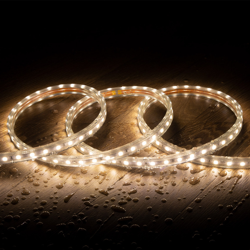 LED Strip Dimbaar 220V AC 60 LED/m Warm Wit IP65 op Maat In te korten om de 100cm en 14 mm Breed